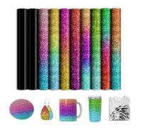 Black Infusible Ink Film for Sublimation Mug Blanks, Glitter Sublimation Paper for Cricut Heat Press Mug, 10 Pieces/Set, 25.5 x 30.5 cm