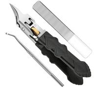 Black Ingrown Toenail Clippers with Nail Catcher, Long Handle Anti Slip Nail Trimmer for Men Seniors, Heavy Duty Toenail Clipper with Safety Lock, Professional Pedicure Tool