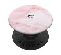 Black Initial Letter E Heart Minimalist Pink White PopSockets Swappable PopGrip