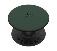 Black Initial Letter J Heart Minimalist Forrest Green PopSockets Adhesive PopGrip