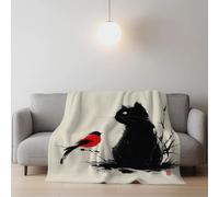Black Ink Animal Simple Elegant Warm Bed Blanket Fluffy Soft Warm Couch Blanket For children teenagers adults and the elderly Queen (200 x 200 CM)