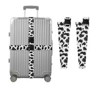 Black Ink Cow Spots Personalised Luggage Straps for Suitcases Belt Suitcase Strap with Buckles Packing Travel Adjustable 2 Pack