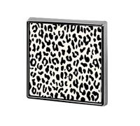 Black Ink on White Leopard Print Unisex Brooches & Pins Square Lightweight Lapel Badge Jewelry for Clothing Shawl Hat