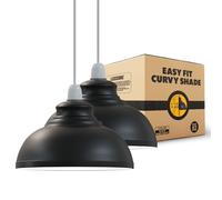 Black Inner White Ceiling Light Shade, Vintage Metal 29cm Curvy Shaped Lamp Shades 2pack Easy fit Ceiling Pendant Lightshade for Living Rooms bedrooms Living Room Kitchen Dining Room Cafe Restaurant