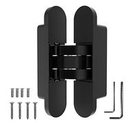 Black Invisible Door Hinge 180 Degree Swing, Heavy Duty (135lb) Hidden Door Hinge, Three-Way Adjustable, Interior Door Concealed Hinge - Villar Home Designs