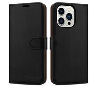 (Black) iPhone 14 Pro Max (6.7) Case Leather Wallet Book
