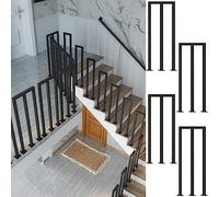 Black Iron Balusters - 4 PCS Square Spindles for Indoor/Outdoor Dec, 35cm (13") Slish Industrial Banister Poles, Perfect for Attic Guardrails & Porch Railings