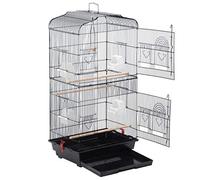 Black Iron Bird Cage with Plastic Tray Small Parrots Birdhouse for Travel Double Door Bird Carrier,