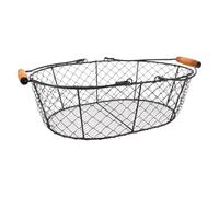 Black Iron Coal Basket Bucket with Wooden Handle for Fireplace