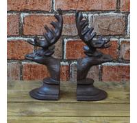 Black Iron Deer Head Book Ends