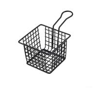 Black Iron for french Fries Basket with Handle - Rust for proof Serving Tray for Chips Wings Nachos - Food Bucket for UK Pubs BBQs 26x18cm(1#)