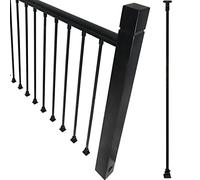 Black Iron Glass Fence Posts Complete Stair Railing Kit 39" Square Column for Deck & Indoor il Balustrade for Safety & Style (1 Pack)