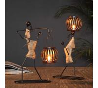 Black Iron Light Candle Holders - Retro Creative Candlestick, Luxury Ambient Candlestick, Abstract Lantern Girl Candlesticks Holders, Simple Aromatherapy Candle Holder(D)