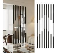 Black Iron Partition Post 5/8pcs Non Drill Room Divider Pole, Privacy Screens Column for Office Hotels Cafe Studio Apartment, 100-300cm, Customizable Size(5pcs-B,130cm/51in/4.3ft)