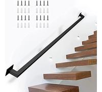 Black Iron Railing 30-600 cm, Square Industrial Design, Wall-Mounted Wrought Iron Banister, Sturdy & Stylish Home Decor, Safe Solution for Staircase & Balcony