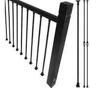 Black Iron Square Glass Fence Posts Complete Spindle Kit for Stair Balusters Indoor Column Deck Railing Outdoor Patio Staircase il - & Stylish
