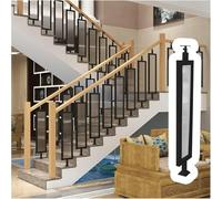 Black Iron Stair Railing Spindles with Tempered Glass Balusters for Stairs & Platforms - Interior Loft & Dwelling Staircase Railing Kit (1 Pack)