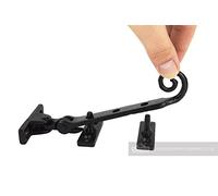 Black Iron Window Casement Stay with Monkey Tail Design - 6" Length