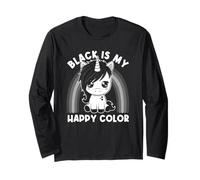 Black Is My Happy Color Goth Girl Emo Gothic Unicorn Long Sleeve T-Shirt