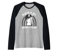 Black Is My Happy Color Goth Girl Emo Gothic Unicorn Raglan Baseball Tee