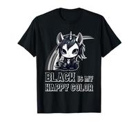 Black Is My Happy Color Goth Girl Emo Gothic Unicorn T-Shirt