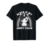 Black Is My Happy Color Goth Girl Emo Gothic Unicorn T-Shirt