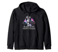 Black Is My Happy Color Gothic Girl Dark Goth Occult Unicorn Zip Hoodie