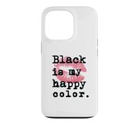 Black Is My Happy Color With Pink Lip Kisses, Cute Case for iPhone 13 Pro