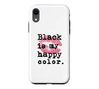 Black Is My Happy Color With Pink Lip Kisses, Cute Case for iPhone XR