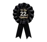 Black It's My 22nd Birthday Tinplate Badge Pin, Happy 22nd Birthday Boys and Girls Award Ribbon Party Decorations Sign