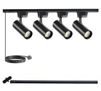 Black J&L Track Lighting Kit, 4 Track Lights 3000K 25W 2700lm Energy Saving Super-Bright Dimmable Spotlight with 1M Track Rail, Cool White Adjustable Angle Light Heads