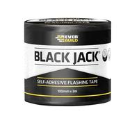 Black Jack® Flashing Tape, DIY 100mm x 3m Everbuild Sika Black 1000mm x 1000mm
