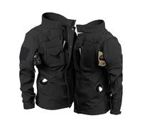 (Black jacket, XL 70-78kg) Military Fleece Warm Sets Men Shark Skin Soft Shell Tactical Jacket+Army Cargo Pant 2 Pcs Suits Outdoor Windproof Waterproof Set