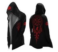 Black Jackets for Men XXL 3XL 4XL Thick Autumn Cardigan Hooded Medieval Nordic Mythology Motorcycle Jacket Red White Khaki Long Sleeve Casual Loose Fit Streetwear Party Tops Coat Soft Pullover 5XL 2XL