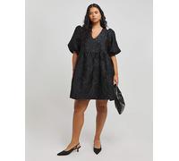 Black Jacquard Smock Dress Black 10