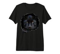 Black Jaguar Breaking Through Torn Hole Wildlife Graphic Premium T-Shirt
