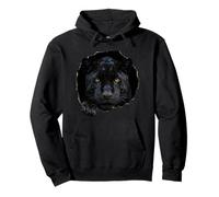 Black Jaguar Breaking Through Torn Hole Wildlife Graphic Pullover Hoodie