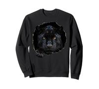 Black Jaguar Breaking Through Torn Hole Wildlife Graphic Sweatshirt