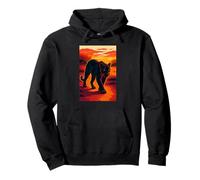 Black Jaguar Panther Sunset Jungle Art, Love Big Cats Pullover Hoodie