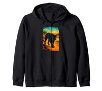 Black Jaguar Panther Sunset Jungle Art, Love Big Cats Zip Hoodie