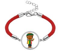 Black Jamaica Cartoon Lucky Red String Bracelet Rope Bracelet Handmade