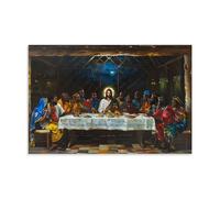 Black Jesus Last Supper Canvas Poster Wall Art - HD Retro Painted Religious Prints, Modern Aesthetic Decor for Home Bedroom Living Room Prayer Room Space 12x18inch(30x45cm)