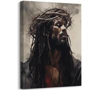 Black Jesus Wall Art African Americans Wall Art Jesus Christ Poster Framed Christian Wall Decor for Black women, Black Men Religious God Print Painting Artwork for Home