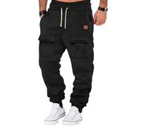 Black Joggers Men, Lightweight Breathable Straight Leg Jogging Pants, Long Jogger Training Trousers, Relaxing Tracksuit Bottoms with Pockets Thermal Bottoms Pants Trousers (XL, Black)