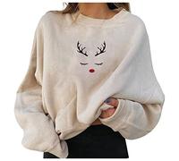 Black Jumper Leopard Print Tops For Women Pullovers Christmas Comfy Hiliarious Sleeve Women's Long Holiday Top Print Hoodies Sweatshirts Womens Teddy Fleece Jacket Teddy Fleece (Beige,M)