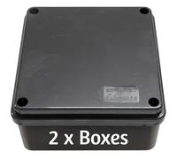 Black Junction Box Waterproof IP56 Rated, 100x100x50mm Internal Size, Plastic, For Outdoor lighting, CCTV, Garden Power, Cable Joints, or Electronics Housing (2)