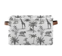 Black Jungle Animal Storage Basket Storage Bin Collapsible Closet Organizing Storage Cubes for Home Cloth with Handle 2 Pack