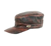 Black Jungle Castro Army Cap Leather Cap Military Cap Biker Cap, One-Size (as3, Alpha, one_Size, Ochre Vintage)