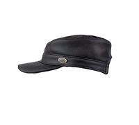 Black Jungle CASTRO Army Cap Leather cap Military cap Biker cap, One-Size (Brown, One Size)