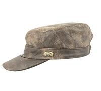 Black Jungle CASTRO Army Cap Leather cap Military cap Biker cap, One-Size (Tan, one size)